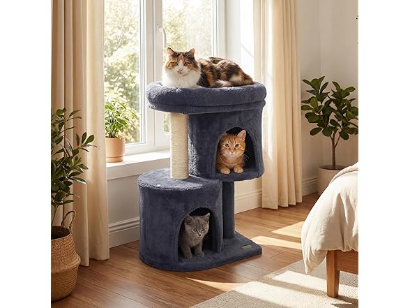 DORTALA Cat Tree for Indoor Cats, 26-Inch Dk Grey