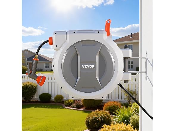 Retractable Hose Reel, 130 ft x 1/2 inch, 180°