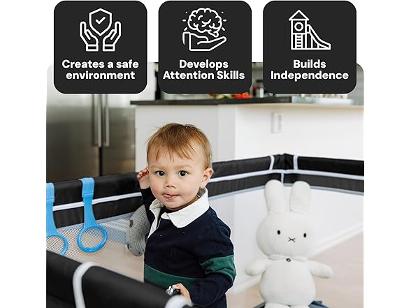 Todale Baby Play Pen - 50 x 50 x 27 in, Black - Portable Fol (Open Box)