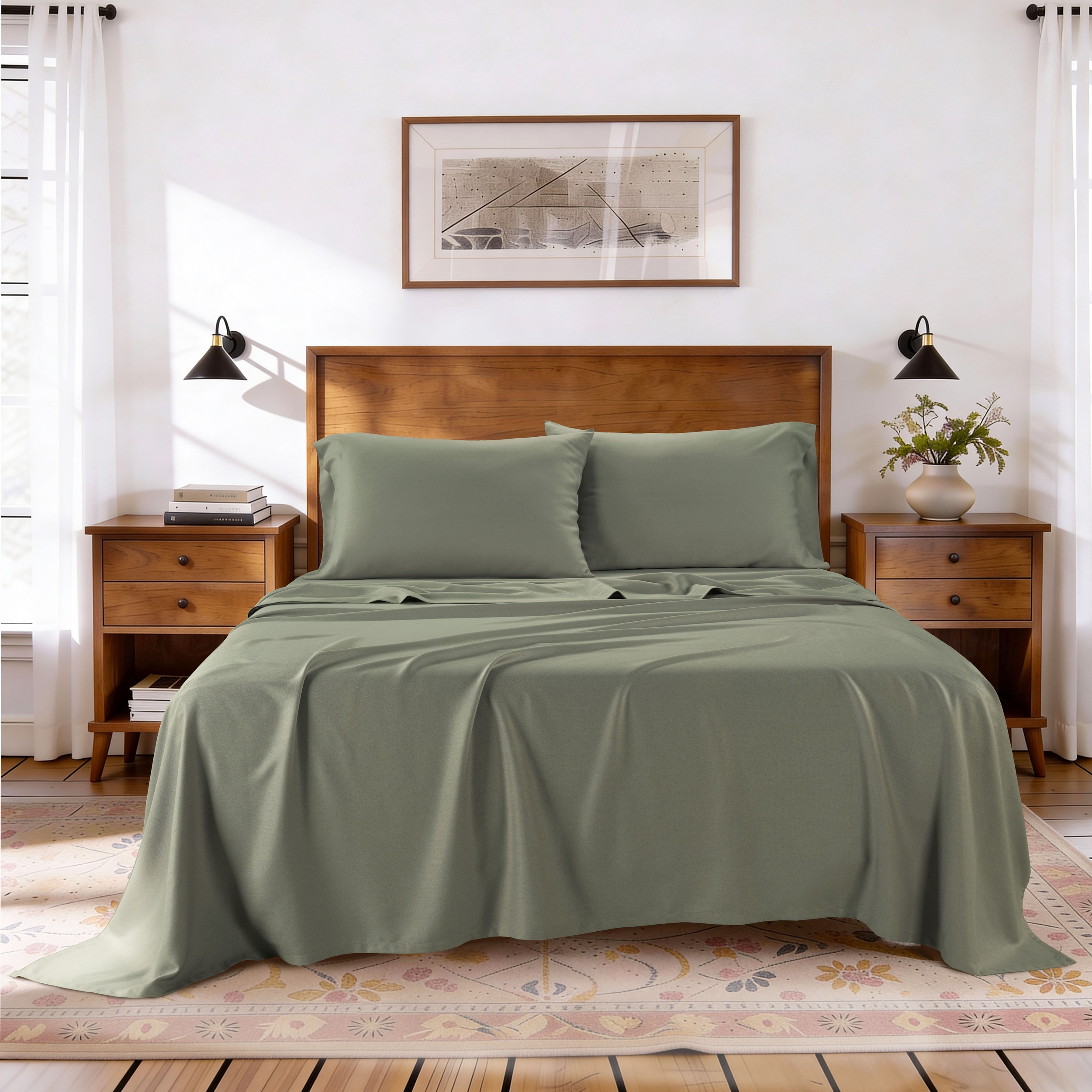 Kathy Ireland Lyocell & Linen Cotton 4PC Sheet Set - Gallery 23