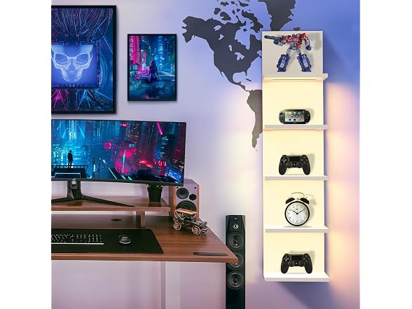 Bloddream 5 Tier Wall Shelves with LED Light