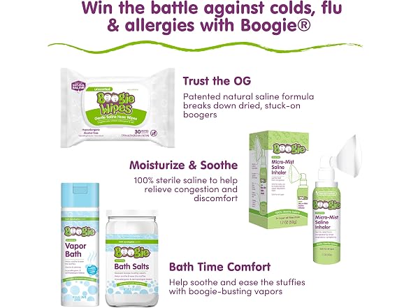 Boogie Wipes Saline Nose Wipes 90 Count Unscented