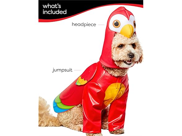 Rubies Parrot Pet Costume for Dogs or Cats, L