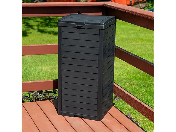 Sunnydaze Decor 39-Gal Trash Can Black
