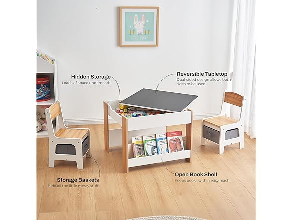 LuxenHome Toddler Table and Chairs Set