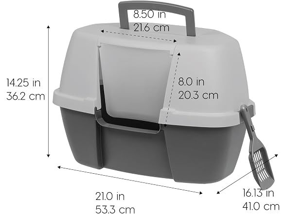 IRIS USA Cat Litter Box - Enclosed Corner Litter Box