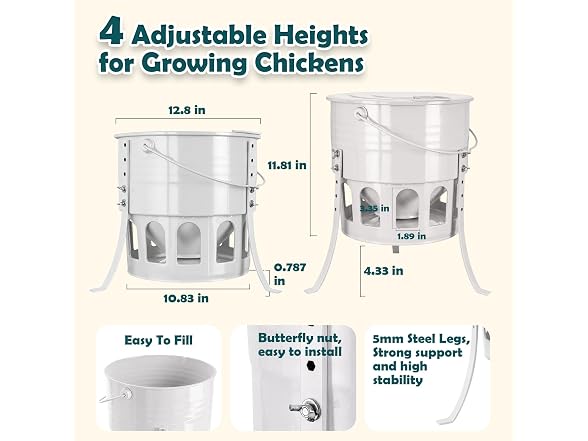 Kingump Metal Chicken Feeder No Waste