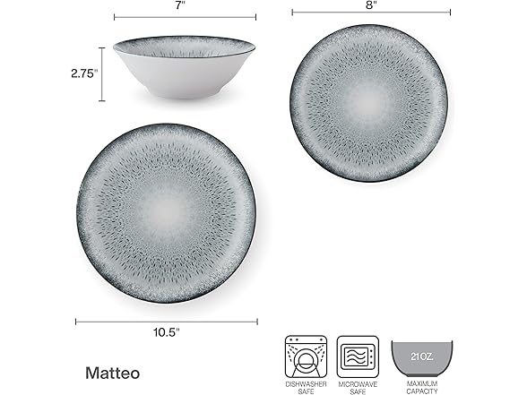 Mikasa Matteo 12 Piece Dinnerware Plate Bowl Set