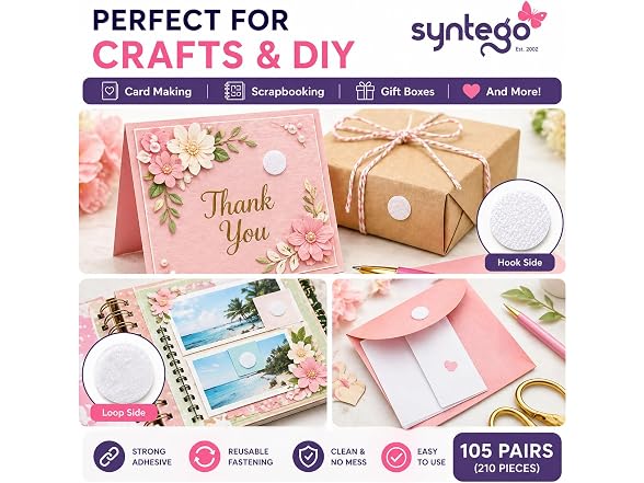 Syntego 210 x 13mm / 0.51" White Hook Fasteners