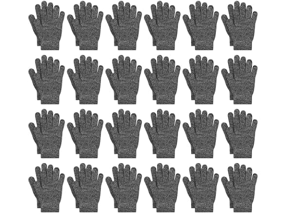 24 Pack Kids Stretchy Winter Gloves
