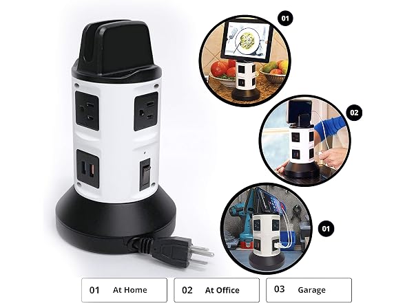 Bell+Howell Spin Power Strip Tower Surge Protector