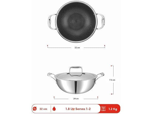 Vinod Platinum Triply Stainless Steel Quarts)