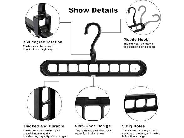 HEYHOUSE Pack of 6 Multi Space Saving Hangers