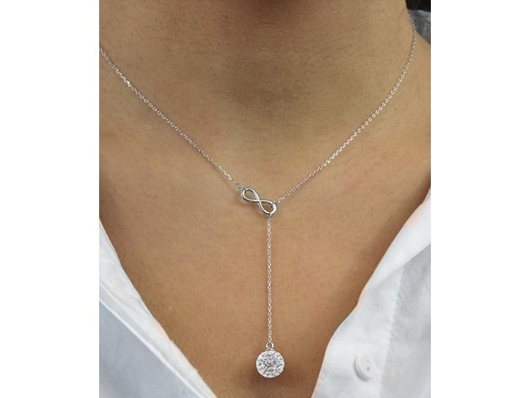 18K White Gold Ball Drop Necklace
