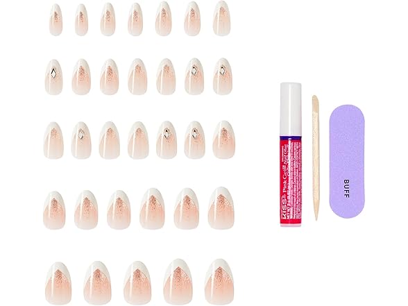 Kiss Glam Press On Nails White Almond
