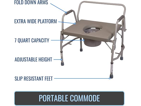DMI Bedside Commode Adjustable Extra Wide - Gallery 2