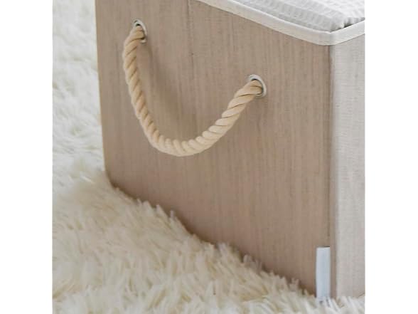 CROS Fabric Storage Bins 2 Pack with Rope Handles Beige