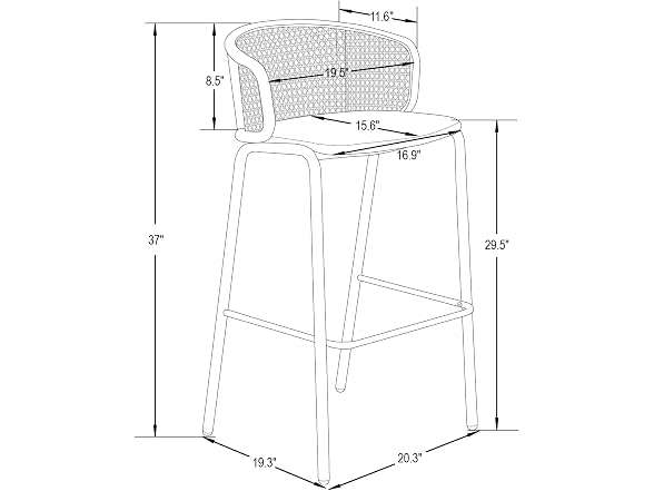 Leisuremod Ervilla Bar Stool w/Black Steel