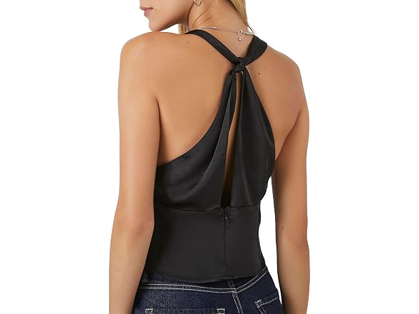 Forever 21 (M) Plunging Knotted Satin Tank Top