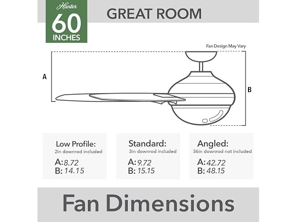 Hunter Fan 60 inch Matte Black Indoor Ceiling Fan with LED