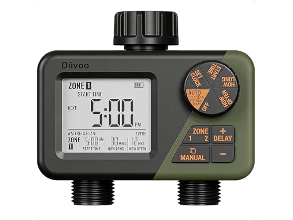 Sprinkler Timer 2 Zone IPX5 Waterproof