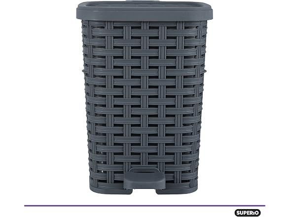 Superio Mini Trash Can with Foot Pedal Grey 6 QT 2 Pack