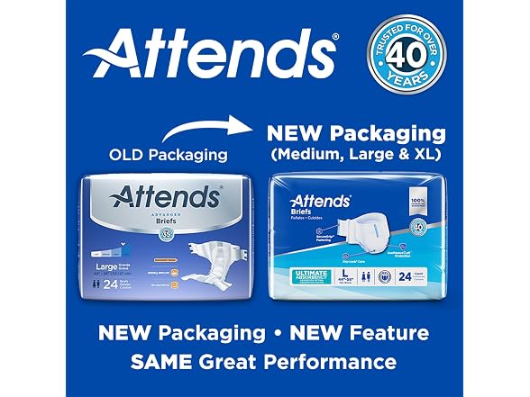 Attends Adult Briefs Medium Ultimate 24 Count
