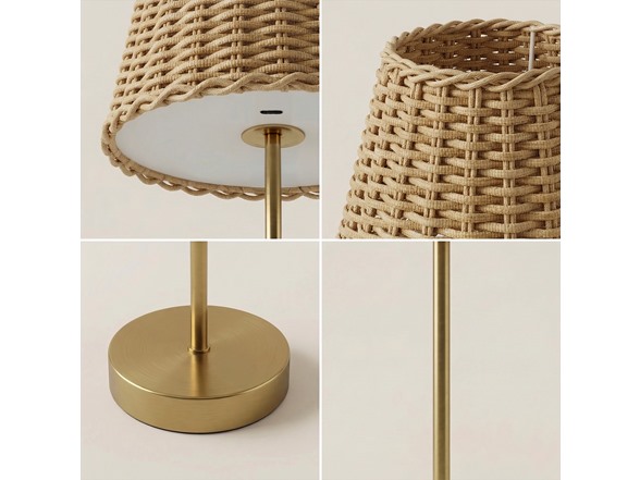 Gold Base Woven Shade Smooth Lamp