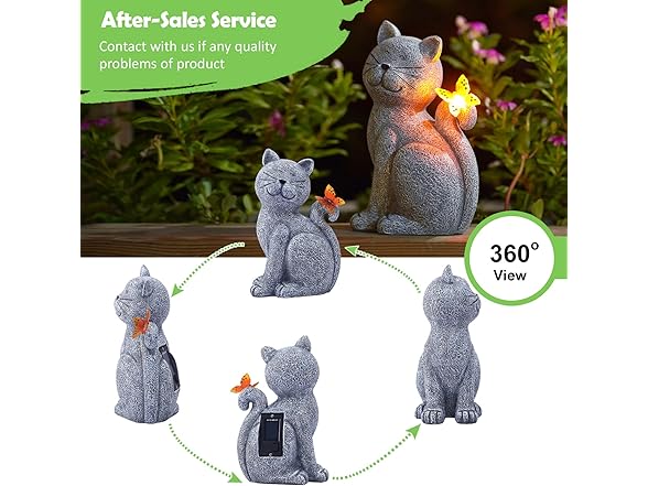 Solar Outdoor Cat Statue Décor