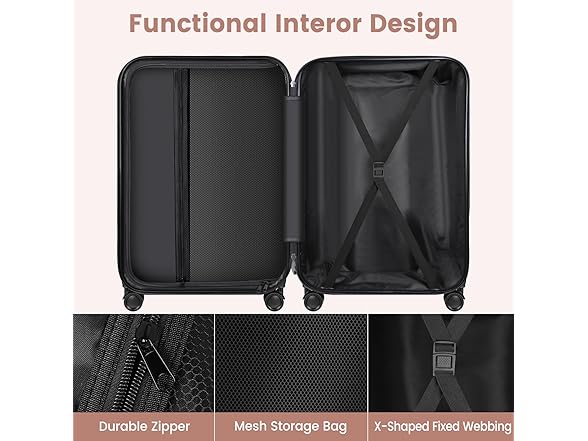 Axidou Spinner Luggage Set (20", 24", 28"), PC+ABS Shelled