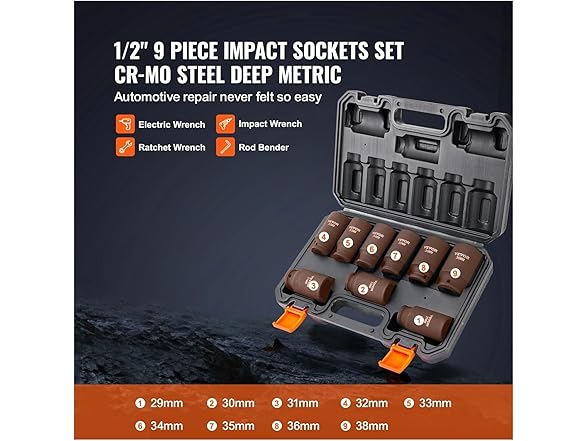 1/2" Drive Impact Socket Set