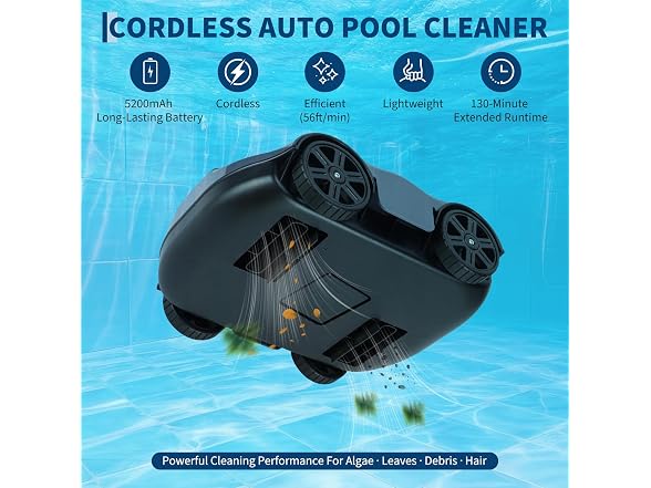 Cordless Robotic Pool Cleaner w/ 130-Min Runtime