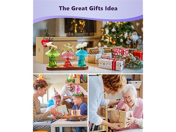 3 Pack Mushroom Glass Propagation Vases