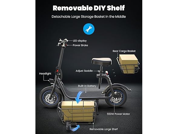 GY-C1S E-scooter with seat basket