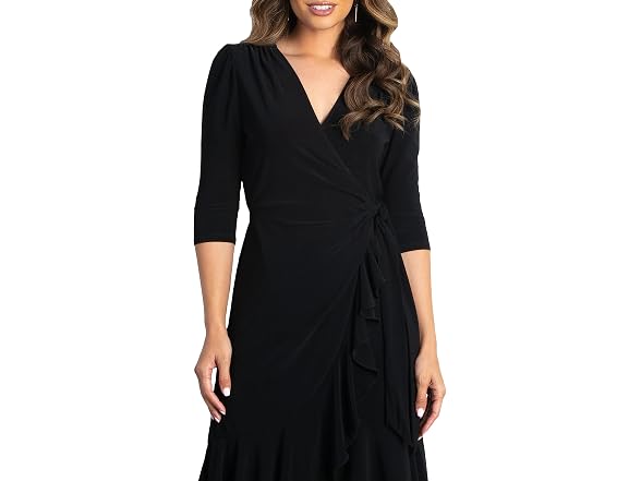 Kiyonna Women (XS) Whimsy Ruffled Midi Wrap Dress