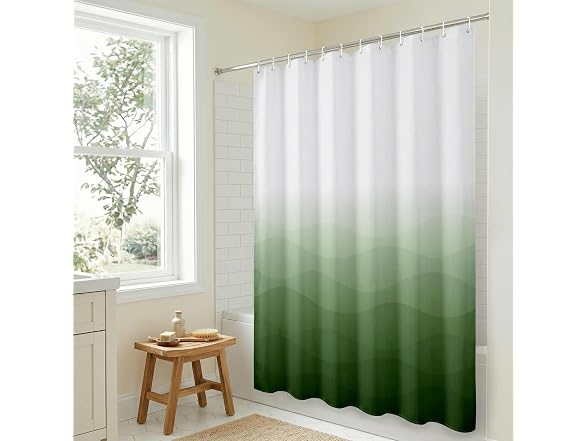 Americanflat 71x74 Wave Green Ombre Shower Curtain