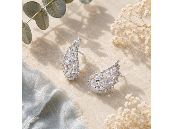 Silver Wing CZ Stud Earrings