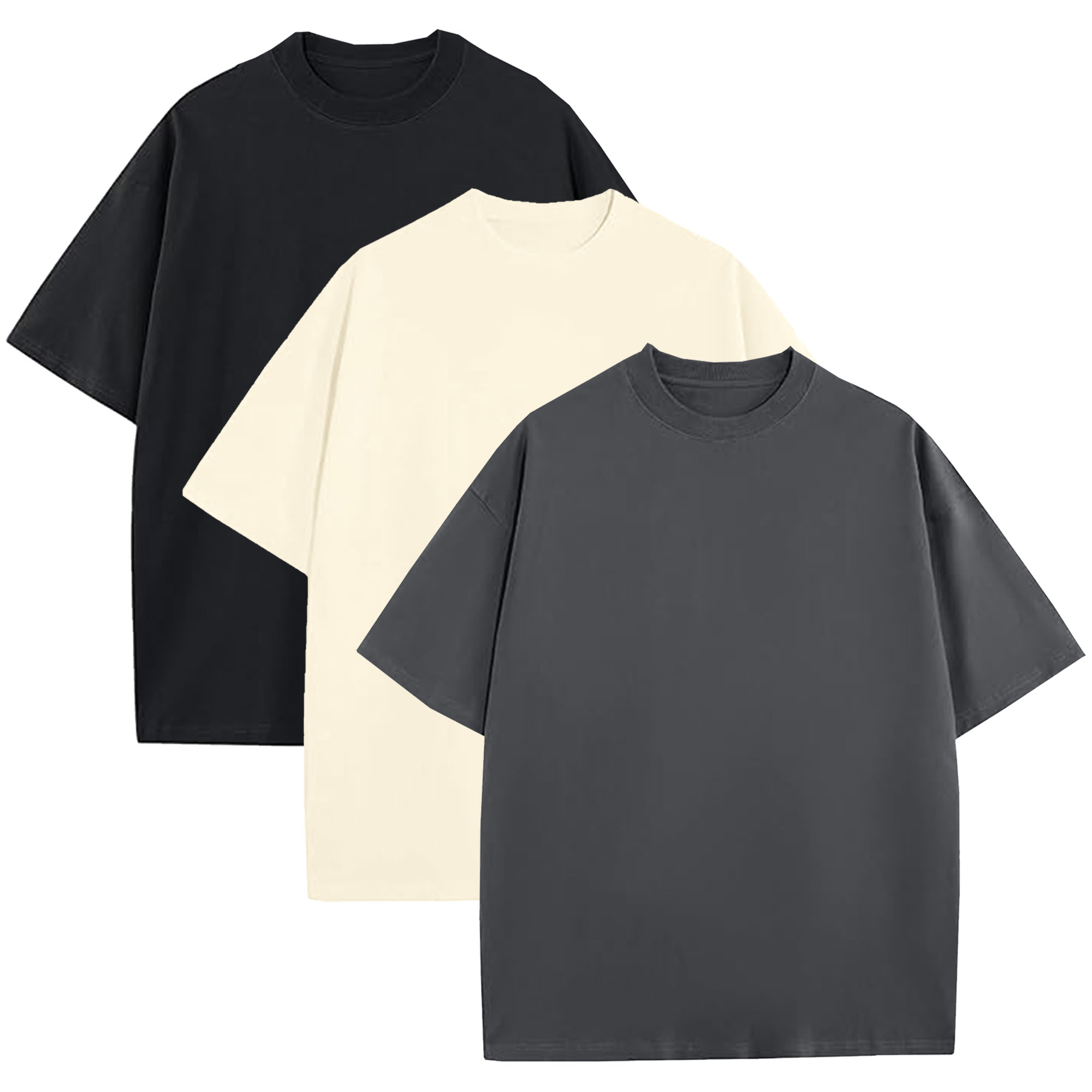 Mens Oversized Drop Shoulder Cotton Tee (1, 3, or 5Pk) - Gallery 34