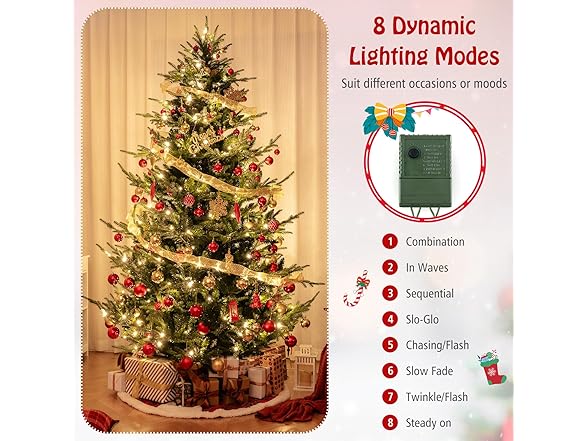Goplus 8ft Pre-lit Artificial Christmas Tree