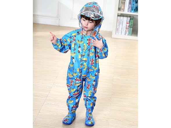 JiAmy (S) Baby One Piece Rain Suit Hood Coverall