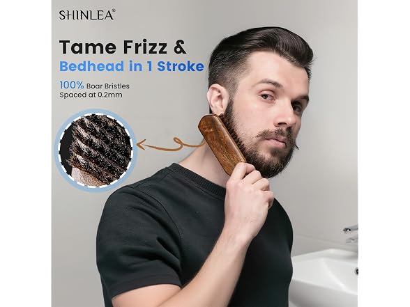 Boar Bristle Hair Brush for Men, Beard