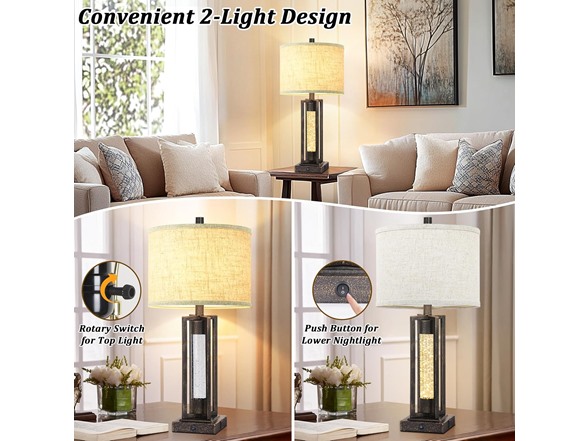 TOBUSA 26’’ Farmhouse Table Lamp for Living Room