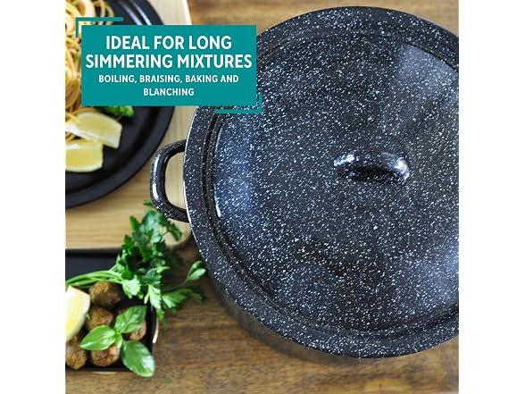 MIRRO 12.0qt Enamel Stock Pot, Black