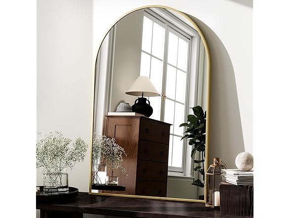 HARRITPURE Arched Gold Wall Mirror 24"x36"