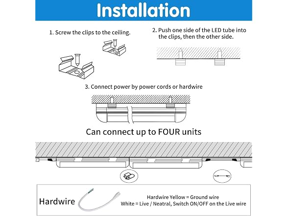 AQIQUUT Led Shop Light 4FT 50W 8-Pack