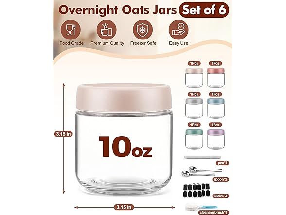 Cozyverge Overnight Oats Containers