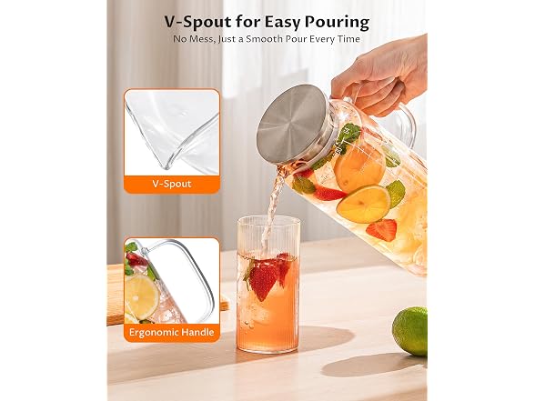 VA1KENE 68oz Borosilicate Glass Pitcher