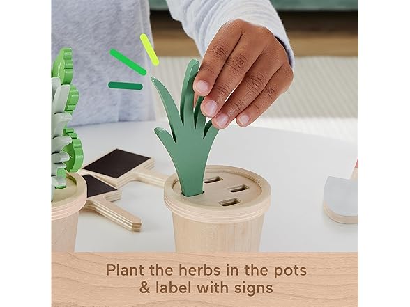 Fisher-Price Wood Play Toy Herb Garden & Tools Set