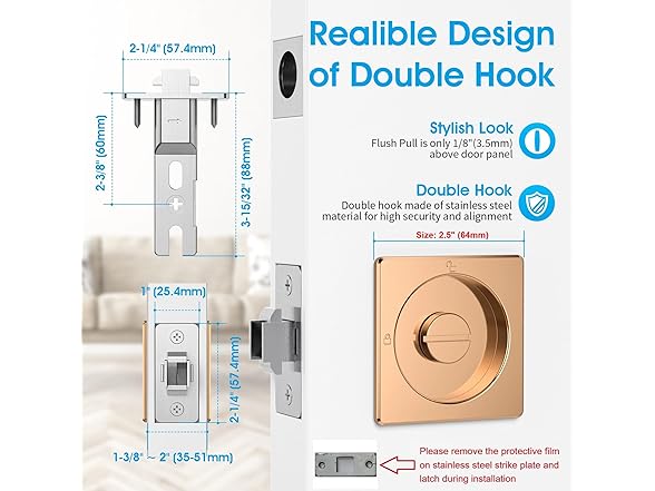 AST AST Square Pocket Door Lock with Edge P
