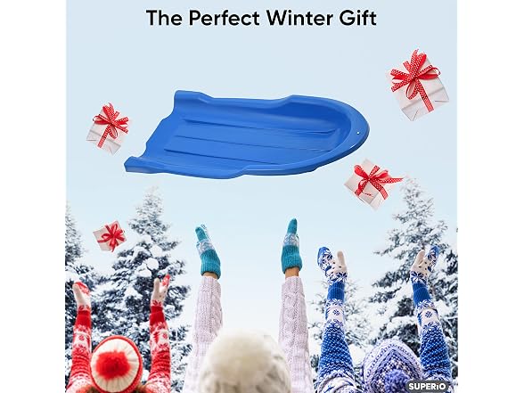 Superio Toboggan Snow Sled for Kids and Adults, 46" 12 Pack